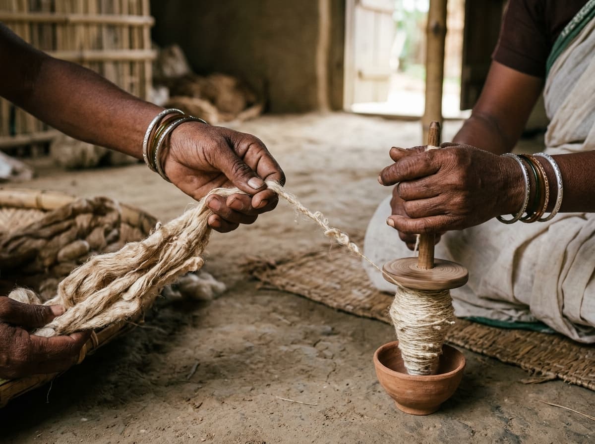 Takli & Charkha Hand-Spinning of Uneven Slub Yarn